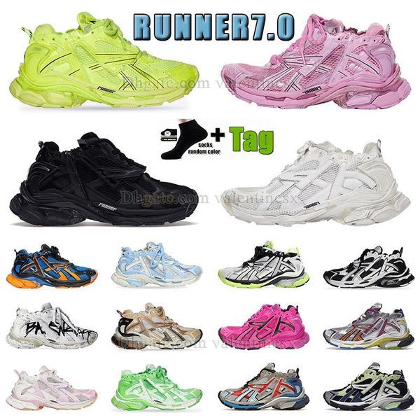 Runner 7.0 Diseñador casual Zapatos de senderismo Paris demna Mujer Hombre Transmitir zapatillas deportivas Negro Blanco Rosa amarillo azul rojo Tendencia All-match Jogging 7s zapatillas deportivas