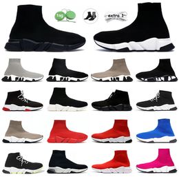 Gratis verzenddesigner Sokken voor mannen Women Graffiti Wit Zwart Red Beige Clear Sole Lace-Up Neon Socks Speed Runner Chaussure Knit Boots Sock Trainers Sneakers