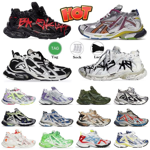 Runners 7.0 Hommes Robe Chaussures Graffiti Noir Fluo Vert Bourgogne Baleciaga Gratuit Gris Violet Clair Néon Jaune Blanc Marque De Luxe Femmes Hommes Grande Taille Baskets Baskets