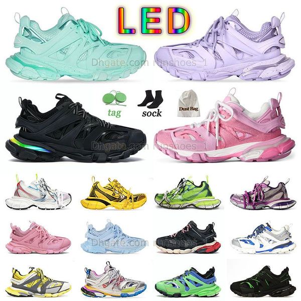 Runners Trainers Tracks 3 Designer Chaussures décontractées Balinga Pink Luxury Mens Womens Top Quality White Light Up Track 3.0 LED Sneakers LED BLACH BRAUR BALCIGA