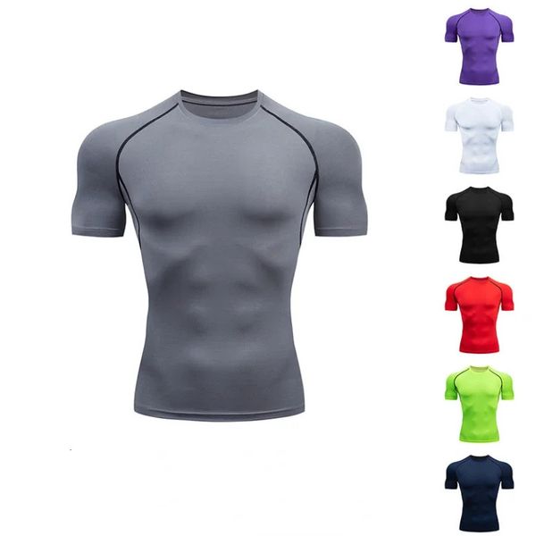 T-shirt respirant en cours d'exécution T-shirts d'entraînement à séchage rapide Chemise de compression Slim Fit Collants d'entraînement de gymnastique pour hommes Tops de sport camisas 240312