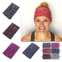 Lopende fitness yoga hoofdband stretch zweet absorptie haar wrap boheemse mode kruising haarband 6 kleuren groothandel