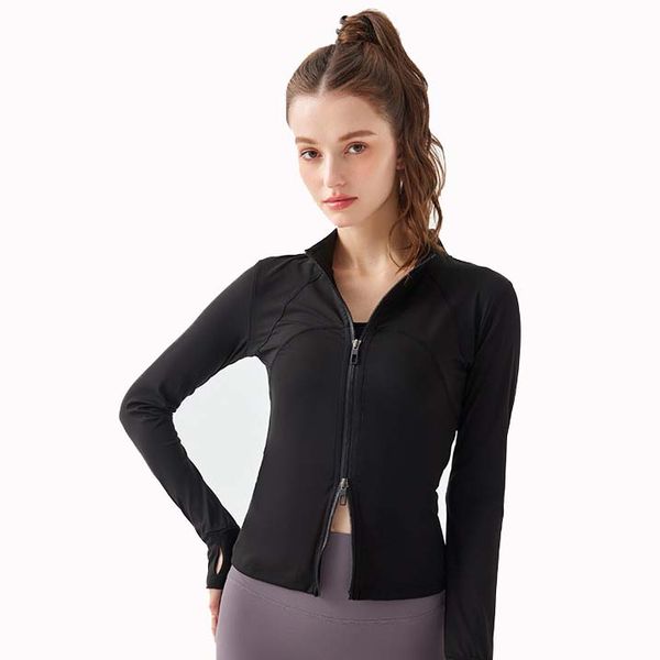 Vestes de course pour femmes, veste de survêtement de course à pied d'entraînement de yoga à fermeture éclair complète pour femmes, coupe ajustée et douce en coton avec trous pour les pouces