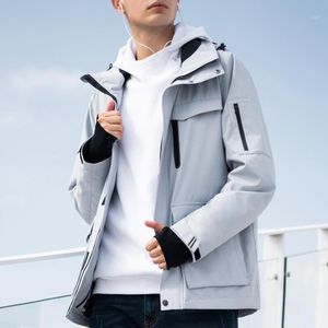 Running Jackets Herenjas Lichtgewicht Waterdicht Ademend Windbreaker met verwijderbare capuchon voor openlucht klassieke multi-zakken jas