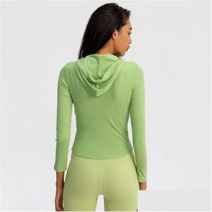 Chaquetas para correr Slim Fit Fitness Sport Chaqueta con capucha Mujeres Fl Cremallera Cómodo Entrenamiento Gimnasio Yoga Recortado Outwear S-XL Drop Entrega S OTI2K