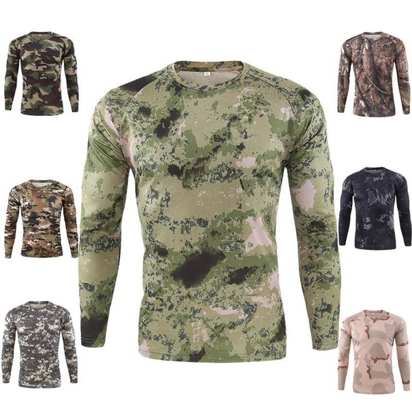 Maillots de course 2021 tactique militaire Camouflage t-shirt hommes uniforme spécial soldat Combat extérieur à manches longues t-shirts M-3XL