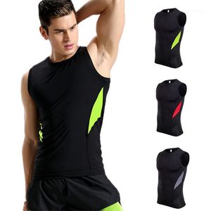 Running jerseys compressiom mouwloze gym Tahak Top Men Fitness Sport Vest Quick Dry Sports T -shirt workout kleding