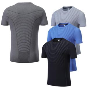 Camisetas para correr, camiseta con estampado de gimnasio para hombre, camiseta de entrenamiento de secado rápido, camiseta para correr con músculos, culturismo, camiseta de manga corta de entrenamiento a rayas para hombre