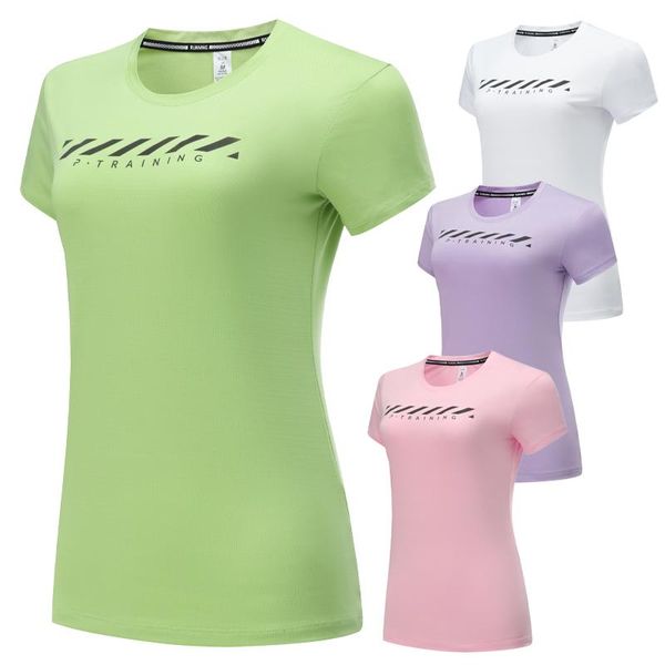 Camisetas para correr para mujer, camiseta de compresión para deportes al aire libre, camiseta de Fitness con estampado de rayas, camisetas de entrenamiento de manga corta de secado rápido para Yoga para mujer