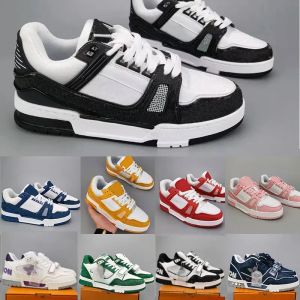 Running Luxurys Casual Designer Men Chaussures Sneakers Chaussures pour plate-forme Femme Trainers Topshoeshoesfactory Leather Abloh lvtrainer Blue