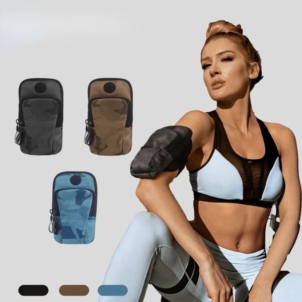 Bolsas de brazo para correr para hombre y mujer, bolsa para teléfono, dinero, llaves, deportes al aire libre, con orificio para auriculares, banda para brazo para correr de estilo Simple