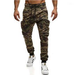 Pantalon de course Européen et Américain Fitness Sportswear Pantalon Poche Couture Casual Harem Camouflage Pantalon Plissé