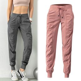 Running broek stof stropdas staaf hardlopen sporten jogger dames snel drogen sport gym fitness broek dubbele pocket broek 230329