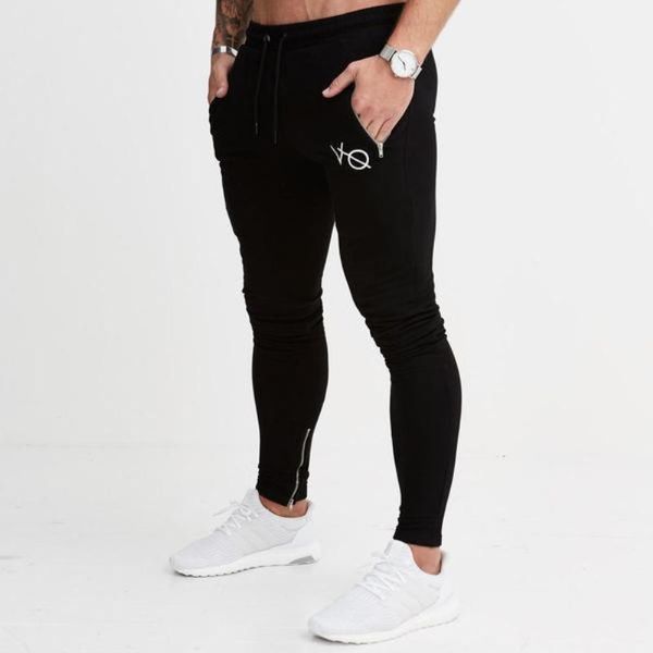 Pantalones para correr Hombres Cremallera Deporte Flaco Cintura alta Ropa deportiva Elástico Gimnasio Hombre Pantalones Joggers Pantalones de chándal para hombre