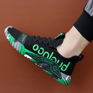 Des hommes de qualité Top Black White Sport coulant chaussures respirantes vert