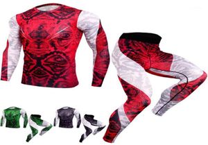 Running Sets 2021 Sportpak Mannen Lange mouw T Shirts Pants Compressieset Bodybuilding Rashguard Gym Fitness Tracksuits14649051