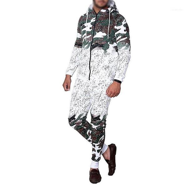 Ensembles de course 2022 Hommes Ensemble Casual Sportswear Cardigan Sweat à capuche Jogger Pantalon Survêtement Camouflage Imprimer Mâle Hombre Combinaison