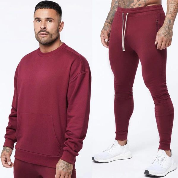 Conjuntos para correr, 2 uds., ropa deportiva, sudaderas con capucha, pantalones para hombre, pantalones de chándal, sudadera, ropa deportiva para gimnasio, chándales de algodón para hombre