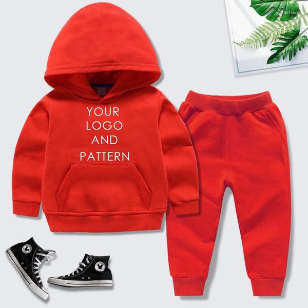 Ensembles de course pull à capuche pour enfants garçons et filles ensemble de sport deux pièces en pur coton Logo personnalisé