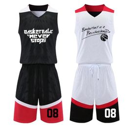 Running Sets aanpasbare mannen Dames Dubble Basketball Jersey Sportkit Kleding Ademend omkeerbare uniformen 230821