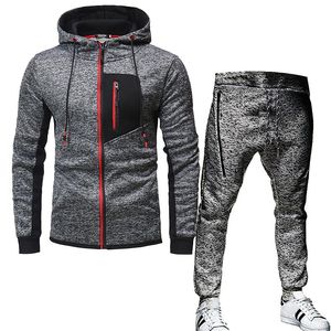 Ensembles de course Gyms Printemps Mâle Veste + Pantalon Casual Survêtement Hommes Sweat-Shirt Polaire Survêtements 2021 Automne Hiver Sportswear Hommes Fitness