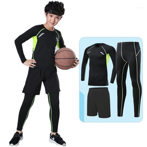 Conjuntos para correr Compresión para niños Kit de deportes al aire libre Baloncesto Fútbol Camisetas de fútbol Traje Pantalones cortos de fitness Leggings Pantalones transpirables