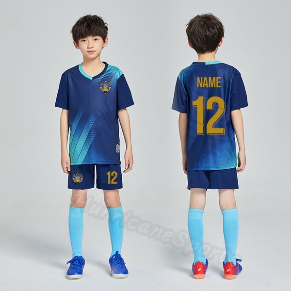 Running Sets Kids Football Jersey Personalizado Custom Boy Soccer Jersey Set Poliéster Uniforme de fútbol Transpirable Uniforme de fútbol para niños 230317