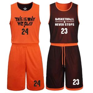 Running sets Mannen Kinderen Doubelside Basketball Jersey Uniforms Sport Kits Women Youth Reversible Sports Clothing Team Custom Name Number 230821