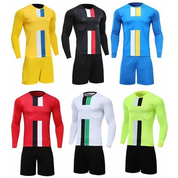 Ensembles de course Hommes à manches longues maillot de football rouge ensemble blanc adulte football uniforme homme jaune équipe chemise nom personnalisé bricolage numéro 220923