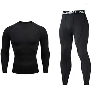 Running Set's Men's Set Gym Jogging Thermo Underwear Skins Compression Fitness Fitness Mâle Coll à séchage