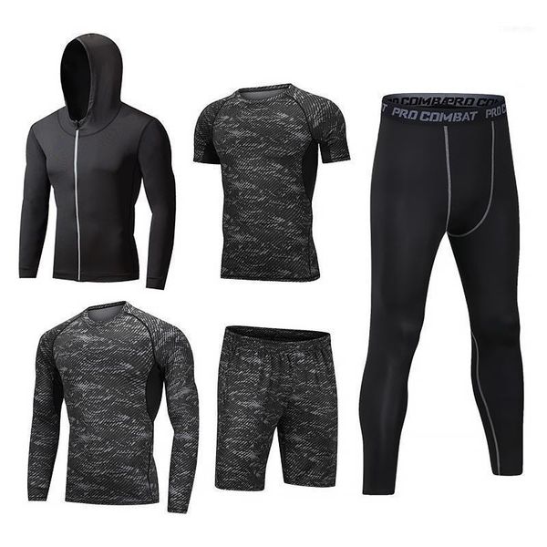 Conjuntos para correr Ropa deportiva para hombre Trajes de compresión para hombre con chándales reflectantes con capucha Joggers deportivos Entrenamiento Fitness Gimnasio Ropa Conjunto