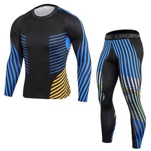 Ensembles de course Survêtement pour hommes vêtements de Compression 2 pièces vêtements d'entraînement de gymnastique entraînement Jogging ensemble de sport Rashguard hommes BaseLayer