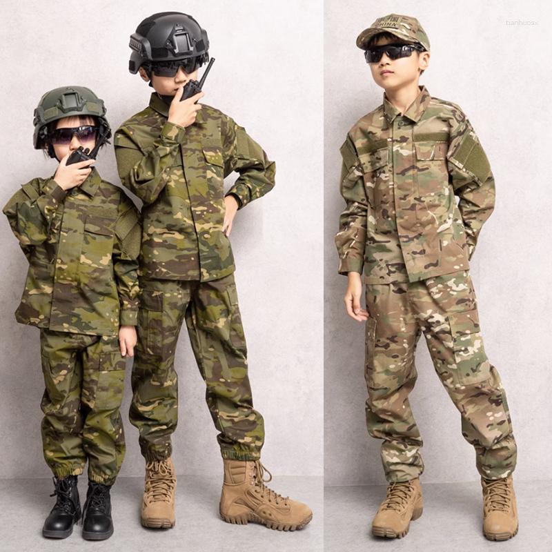 Conjuntos de corrida Fato Militar Tático de Camuflagem Infantil Equipamento de Acampamento de Verão para Jovens Uniforme de Treinamento