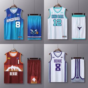 Running sets Plus size heren basketball jersey pak aangepaste snel droge 2 -delige tanktop shorts sportkleding ademende uniform 230518