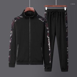 Conjuntos para correr, chándal de talla grande para hombre, ropa deportiva, chaqueta holgada de otoño, conjunto para trotar, conjunto informal de entrenamiento, traje deportivo, sudadera y pantalón