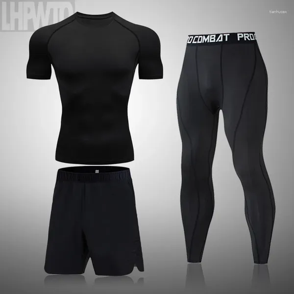 Correr conjuntos de manga corta para hombres leggings medias hombres deportes fitness deportes shorts shorts hombre