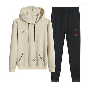 Ensembles de course Slim Sport Set Hommes Trou Design Skateboard Sweat À Capuche Costume Chaud Gym Fitness Sportswear 2023 Coupe-Vent Jogging Sportsuit