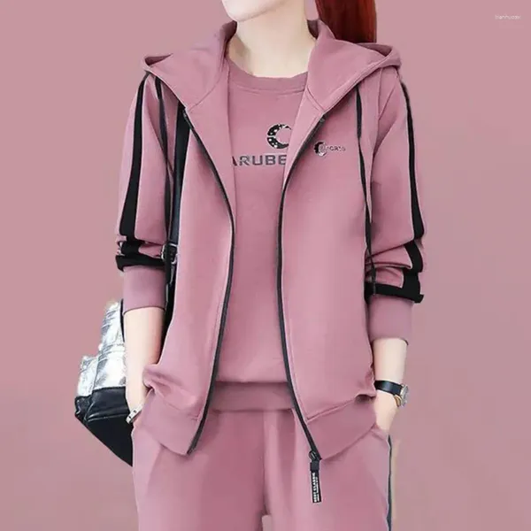 Running Running Color Couleur Loose Suit Automne Letter Imprimer Pantalon Pantalon Gitre Zipper Tracksuit Women Sportswear Keep au chaud