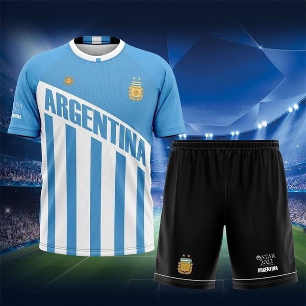 Conjuntos de correr camiseta traje fútbol jersey argentina hombres pantalones cortos conjunto chándales camisetas casual darc deporte más tamaño de gran tamaño impresión de moda 220923