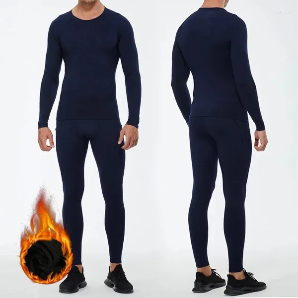 Conjuntos para correr Ropa deportiva de invierno Chándal de terciopelo para hombre Trajes de entrenamiento para correr Ropa interior térmica Conjunto deportivo Sudadera Ropa de gimnasia para hombre