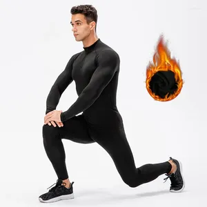 Ensemble de course d'hiver sous-vêtements thermiques à manches longues à manches longues à manches longues à manches longues Leggings Sportswear masculins de gymnase hommes