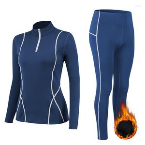 Conjuntos para correr, ropa interior térmica de invierno, ropa elástica de terciopelo para mujer, ropa íntima cálida, Calzoncillos largos estampados, pijamas sólidos para mujer XXL