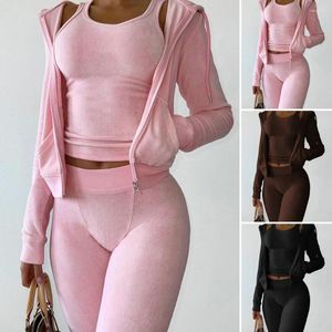 Running sets vrouwen dik fleece 3 -delige set jabboarde hoodies jassen jassen herfst winter jogger luxe outfit sweatsuit tracksuits