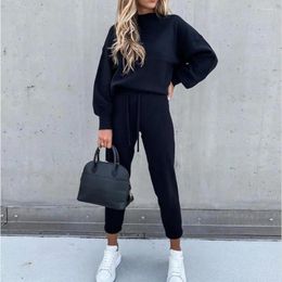 Running Running Women TrackSuit Pullover à manches longues Sweatshirt Lady Sweat-shirt Suit Couleur solide Two Piece Set Automne pour le jogging