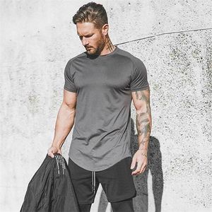 Running Shirt Mannen Mesh Fitness Tops Tees Sport Oneck T-shirt Gym Training Korte Mouw Workout Ademende Sportkleding Jerseys 220614