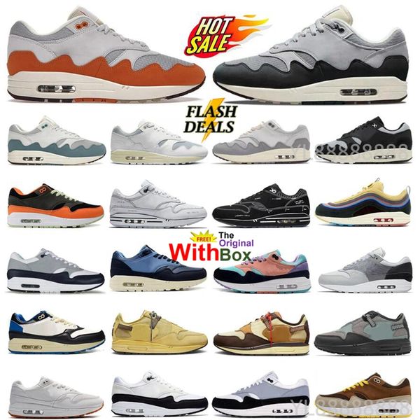 Zapatillas para correr 1s 87s Waves Blanc Patta Monarch 87 para hombre para mujer Low Blanc Treeline Royal Anniversary Aqua Bacon Blueprint Bred Evergreen Aura Heavy Mellow Zapatillas de deporte