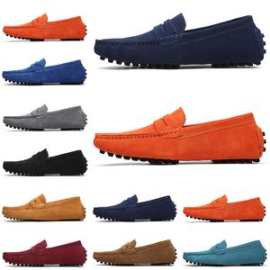 zapatos para correr 2022 Alta calidad No marca hombres mujeres negro azul claro vino rojo gris naranja verde marrón para hombre resbalón en zapatos de cuero perezosos tamaño 38-45