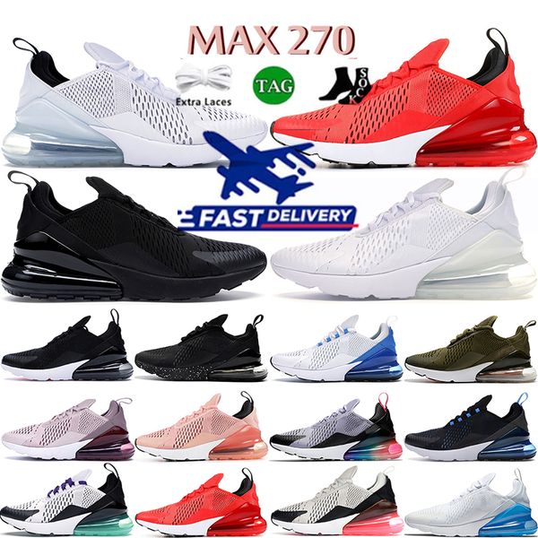 Diseñadores 270s Zapatillas para correr 270 Hombres Mujeres Universidad Azul Negro Volt Core Blanco Rainbow Grape Medium Olive Hot Punch Entrenadores Zapatillas de deporte al aire libre