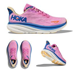 HOKA ONE Clifton 9 Zapatos para correr Mujer blanca Ropa deportiva que absorbe los golpes 2023 hombres mujeres Diseñador Zapatillas deportivas Botas de entrenamiento gimnasio EBDB Niñas botas para mujeres dhgateS 9S
