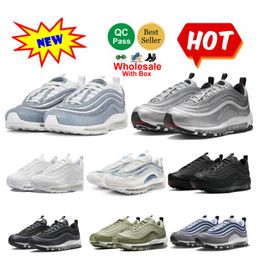 Chaussures de course 97 Silver Bullet Medium Olive Pure Platinum Persan Violet Triple Noir Hommes Femmes Baskets avec boîte